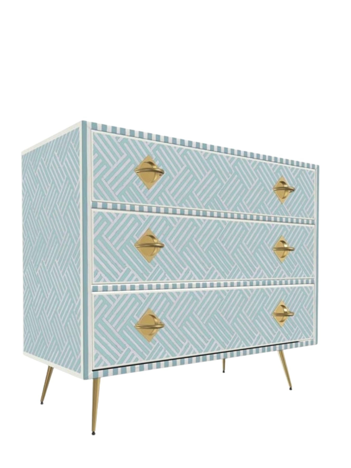 Inlay Chest of Drawers - Chevron