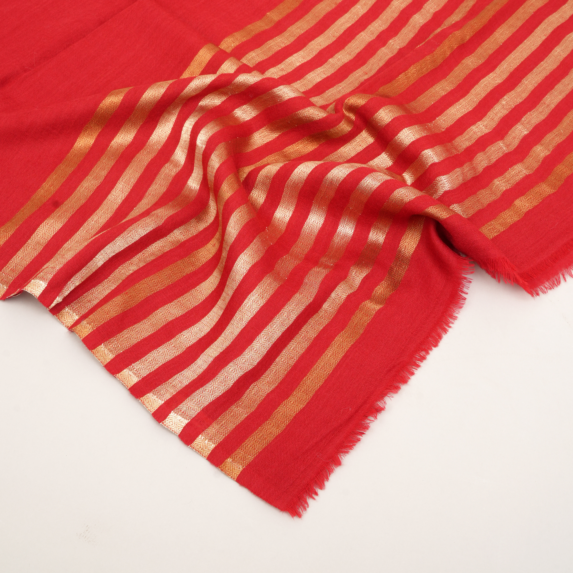 Winter Glow Wool Zari Stole-Navy Blue