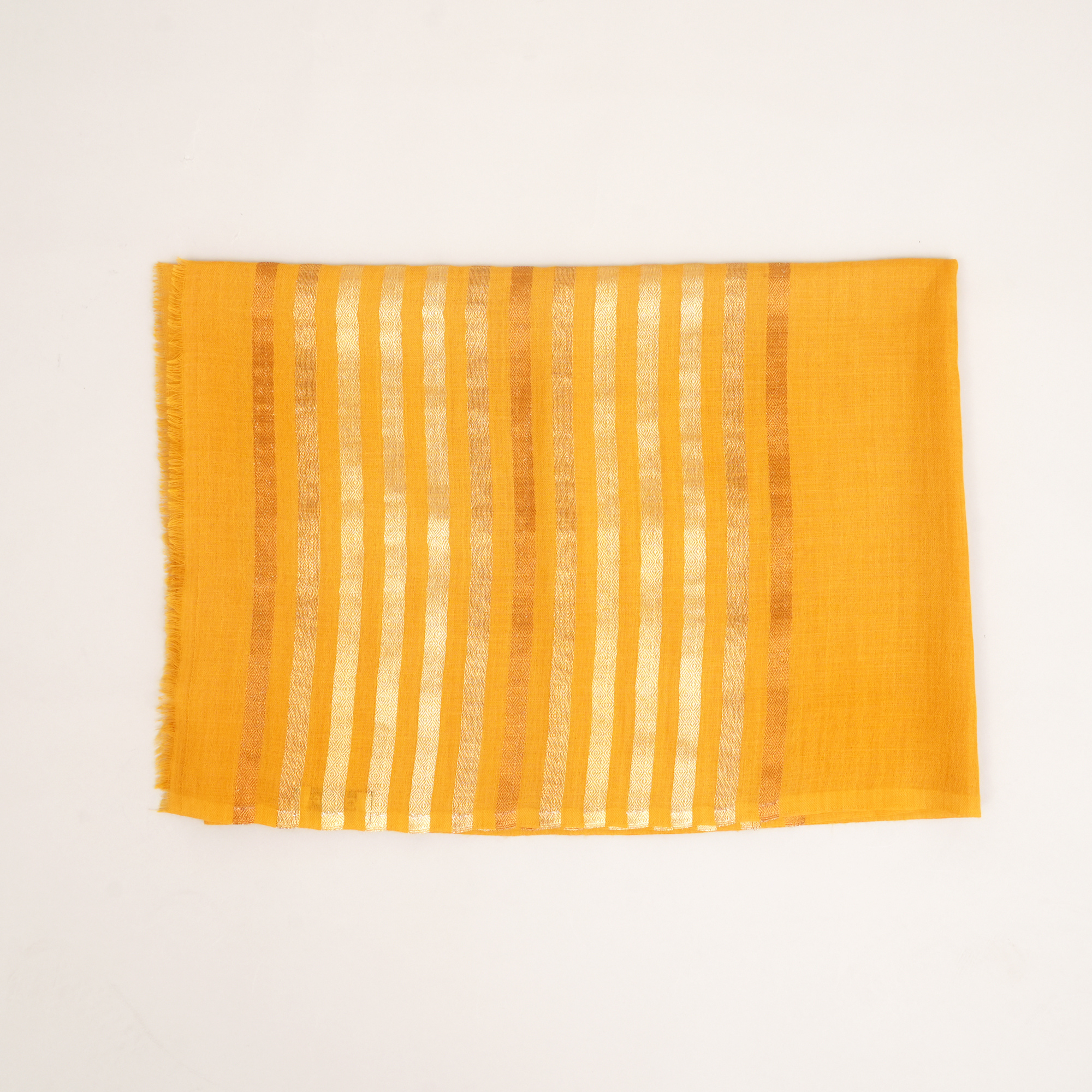 Winter Glow Wool Zari Stole-Yellow
