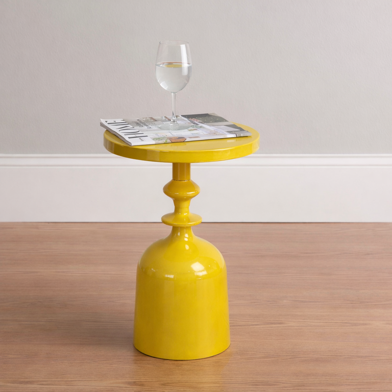 CIRCA Marigold Iron Pedestal Accent Table – Modern Round Side Table