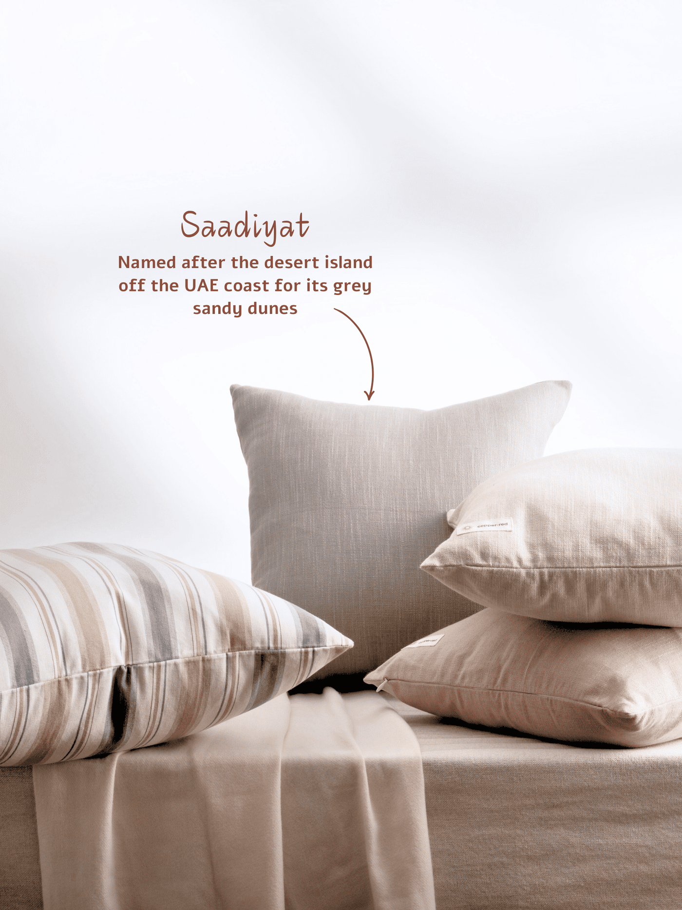 Saadiyat Ash Grey Cotton Cushion Cover