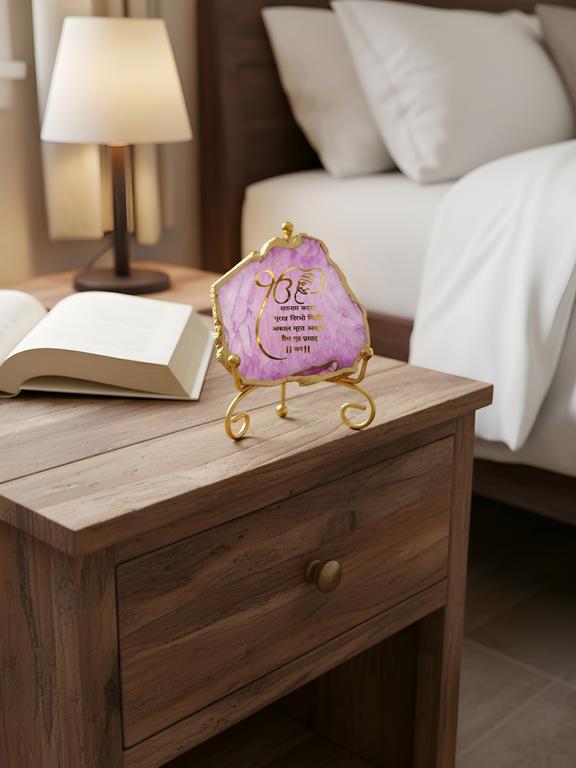 Premium Agate Decorative Plate with Stand | Mool Mantra Spiritual Design