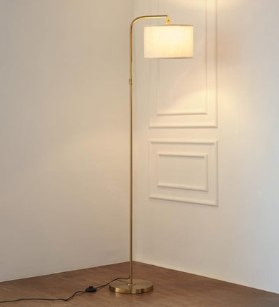 Antique Brass Arc Floor Lamp (6 ft) – Drum Shade