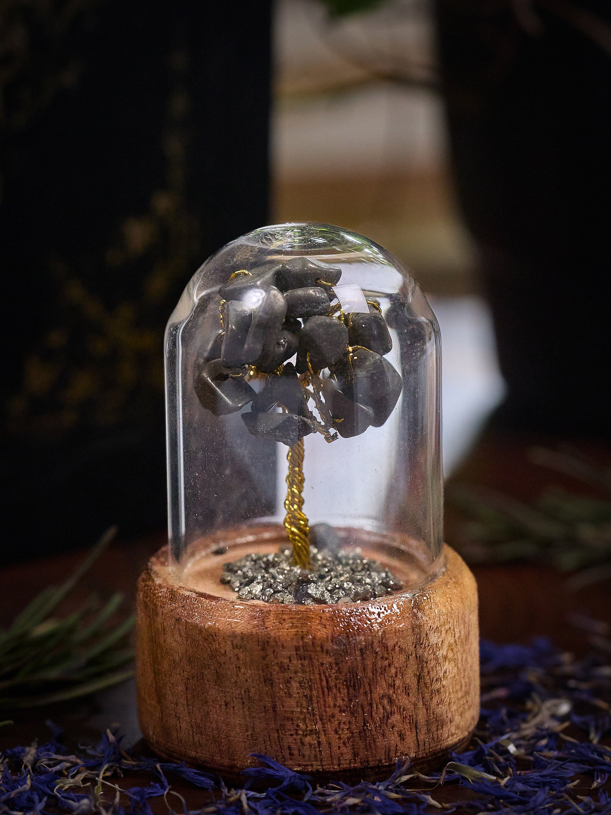 Semi-precious Gemstone - Pyrite Tree in Glass Dome