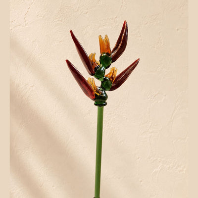 Heliconia Solis | Handblown Glass Botanical Stem | 14 Inch