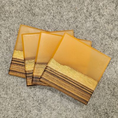 Elegant Orange Epoxy Resin Coasters set of 4