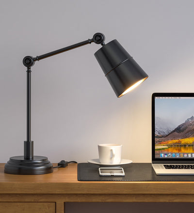 Adjustable Study Desk Lamp, Black – Movable Arm
