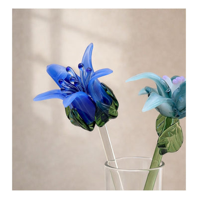 Tinsel Lily Glass Flower - Azure Blue