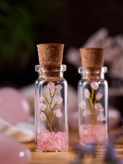 Semi-precious Gemstone - Rose Quartz Bottle Tree - Set of 2
