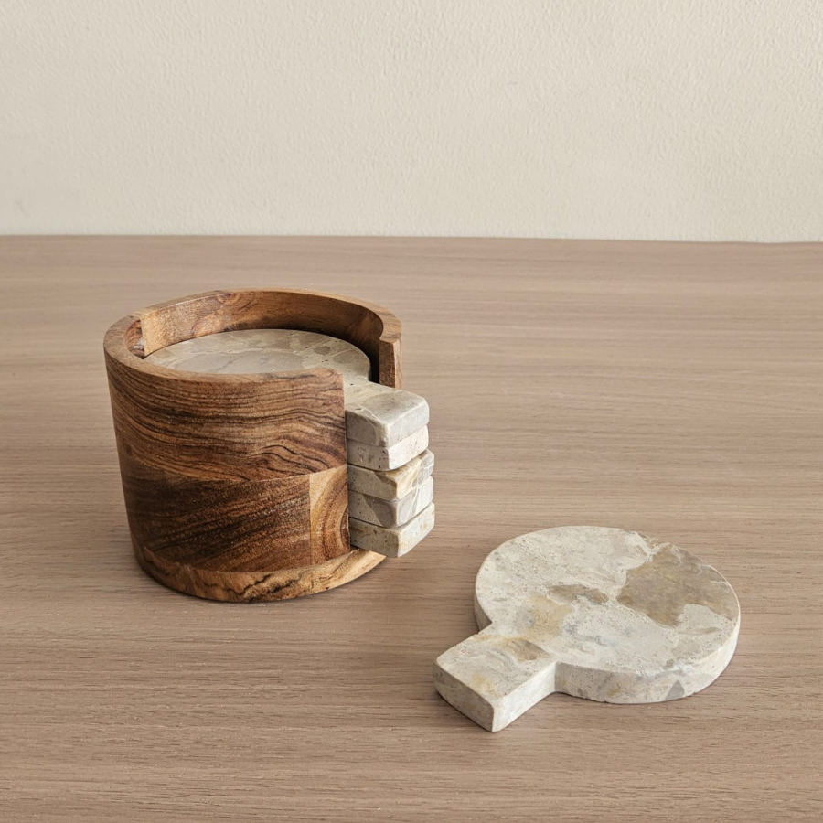 Greenley coasters with wooden stand