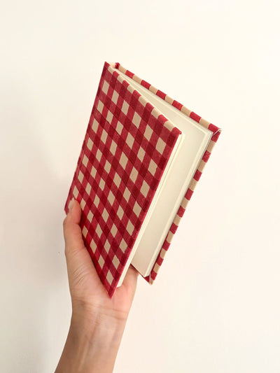 Handcrafted Sustainable A5 Diary Journal Notebook l Handmade Paper l Red Checks