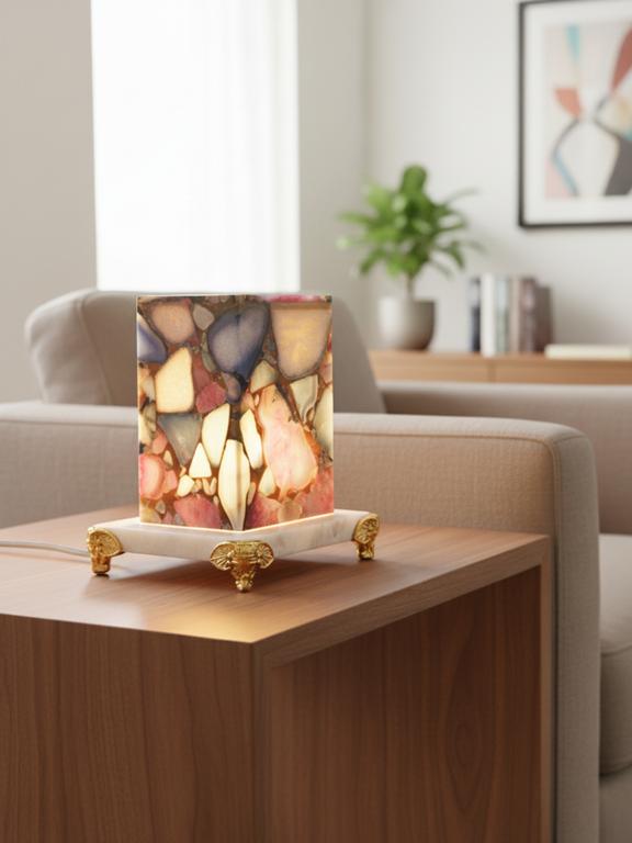 Premium Agate Table Lamp with Marble Base