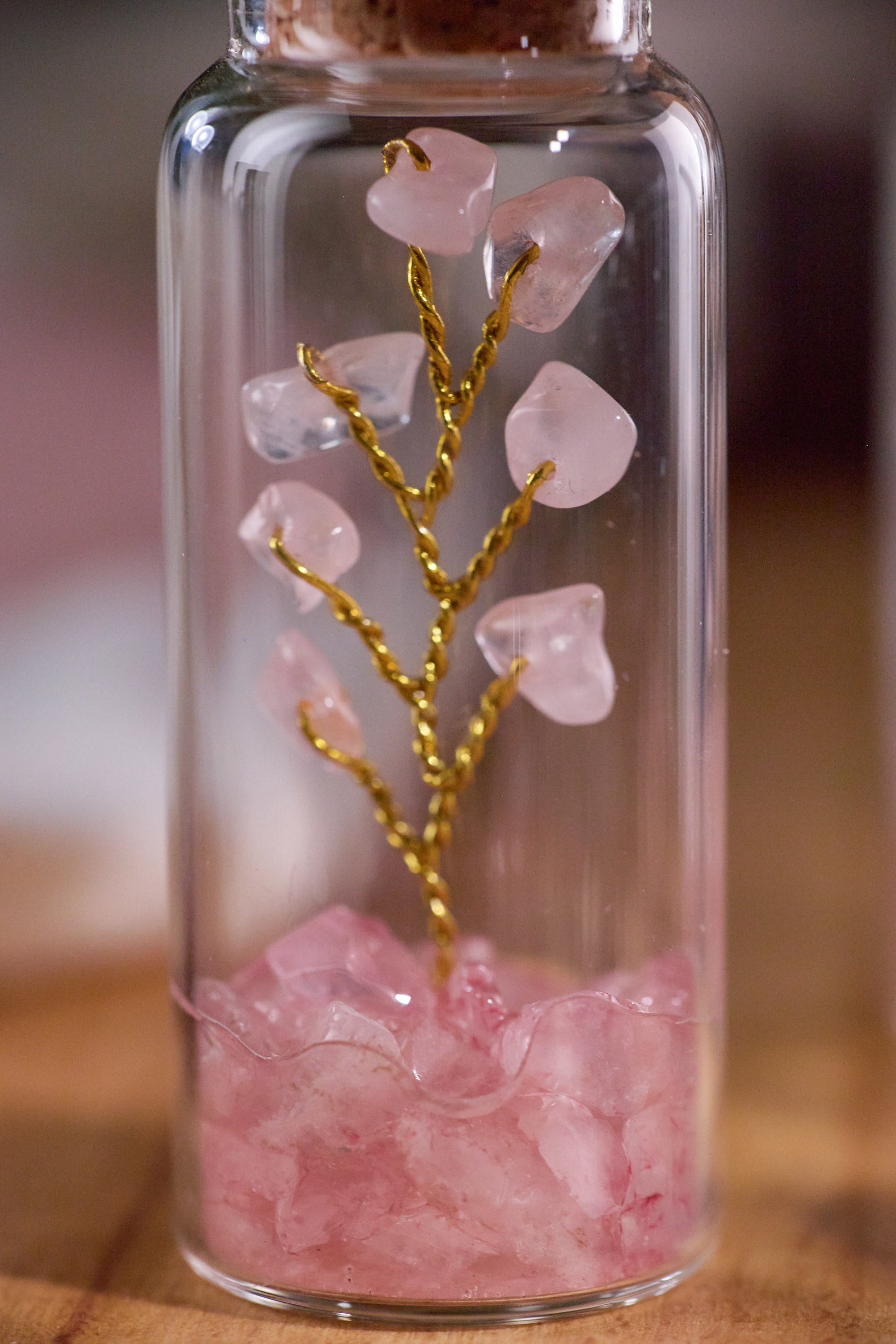 Semi-precious Gemstone - Rose Quartz Bottle Tree - Set of 2