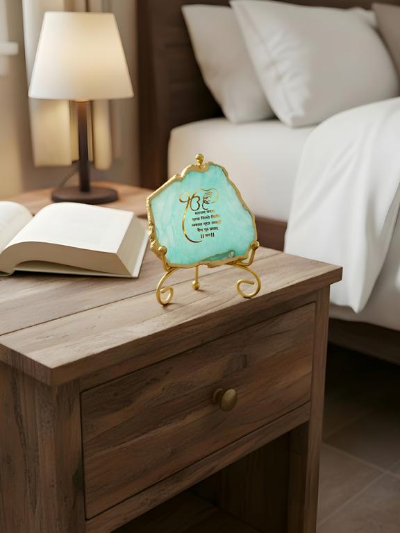 Premium Agate Decorative Plate with Stand | Mool Mantra Spiritual Design