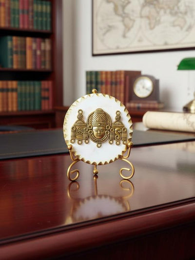Premium Marble Metal Venkateshwara Decorative Plate with Stand