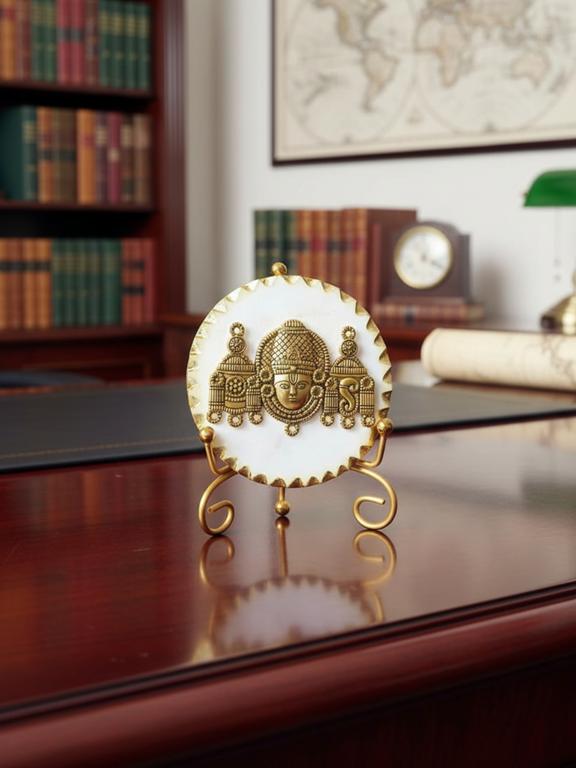 Premium Marble Metal Venkateshwara Decorative Plate with Stand