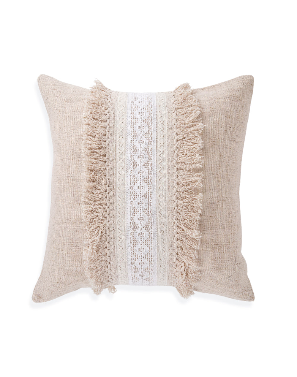 Set Of 2 - Beige Lurex Embellishment Cushion Cover - 16"X16"