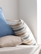 Montauk Blue and Brown Striped Cotton Cushion Cover
