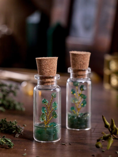Semi-precious Gemstone - Green Aventurine Bottle Tree - Set of 2