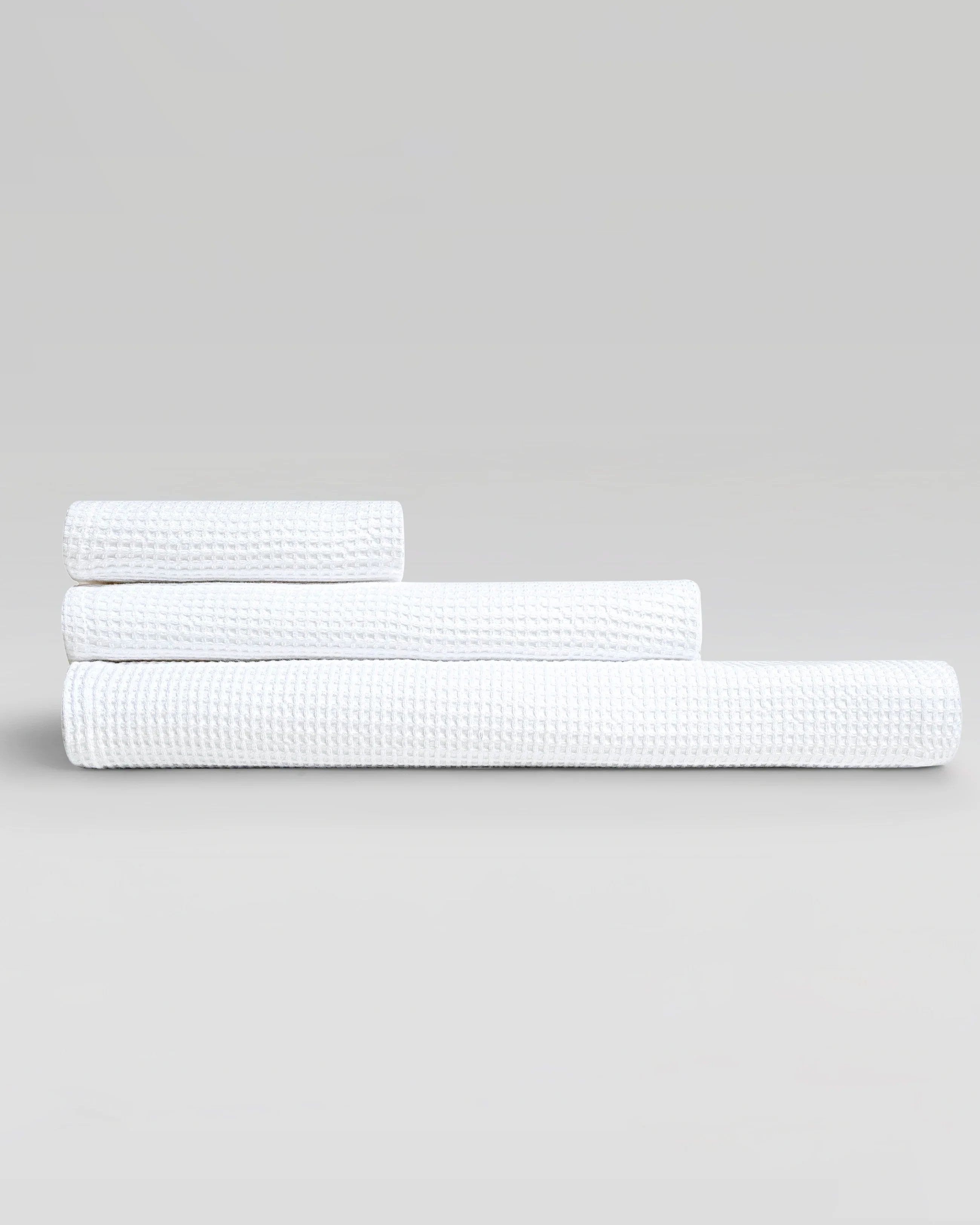 Sorrento waffle 3 pce set Bianco white