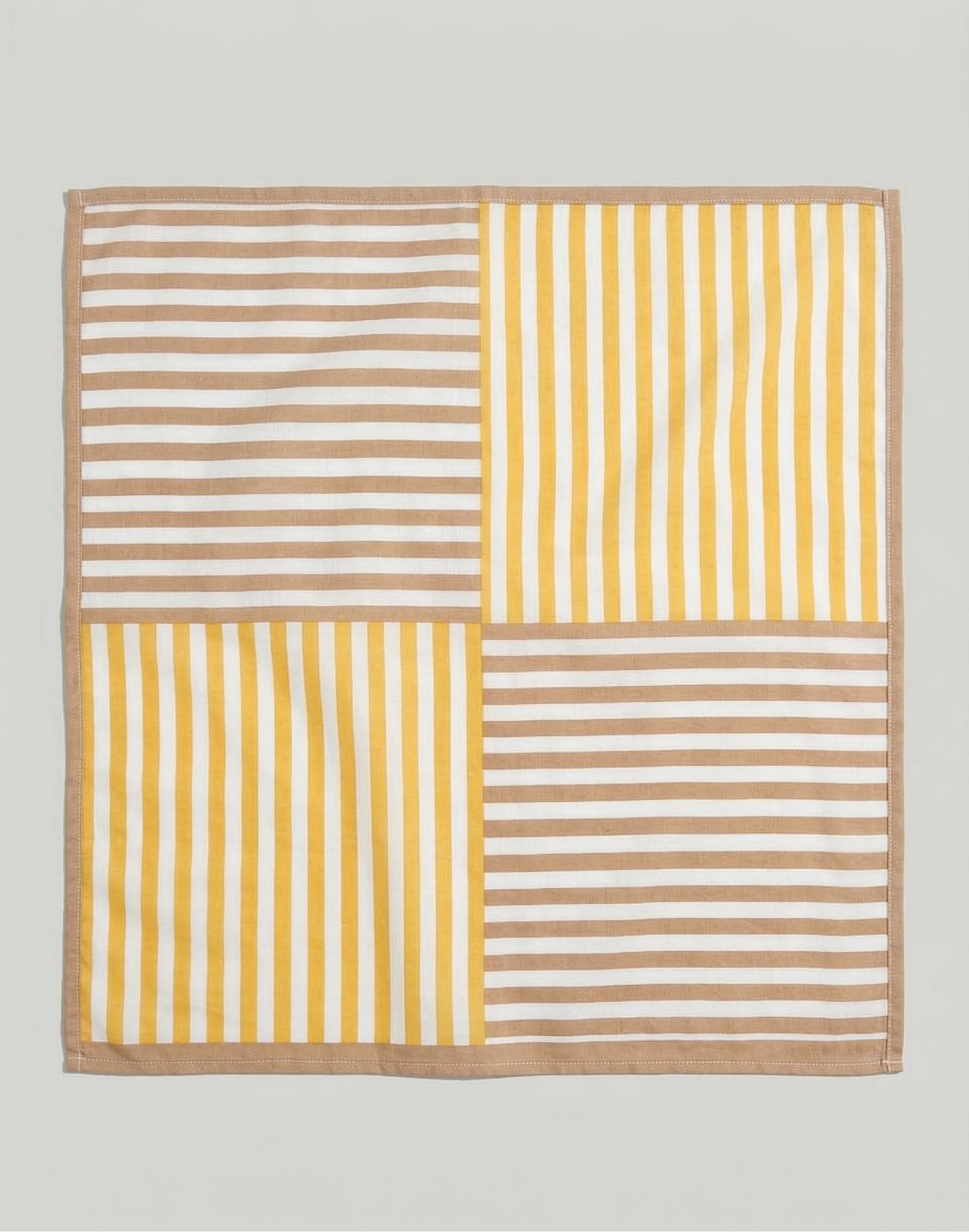 Yellow & Brown Stripes Bandana I Cotton Square Scarf