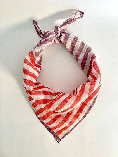 Purple & Red Stripes Bandana I Cotton Square Scarf