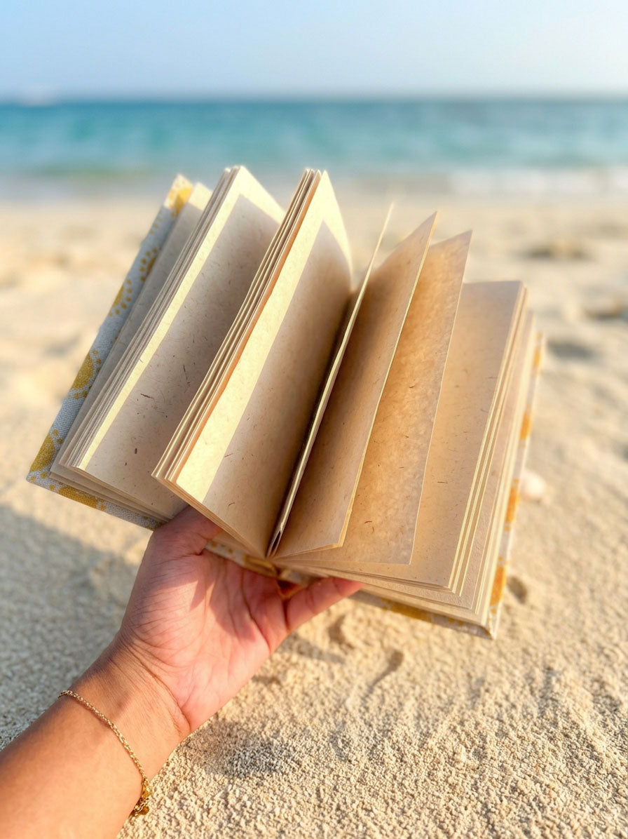 Handcrafted Sustainable A5 Diary Journal Notebook l Handmade Paper l Golden Hour