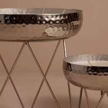 Stardust Silver Hammered Candle Urlis on a stand set of 3