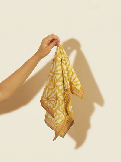 Cotton Square Scarf - Geometric Flowers