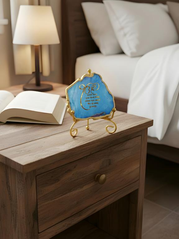 Premium Agate Decorative Plate with Stand | Mool Mantra Spiritual Design