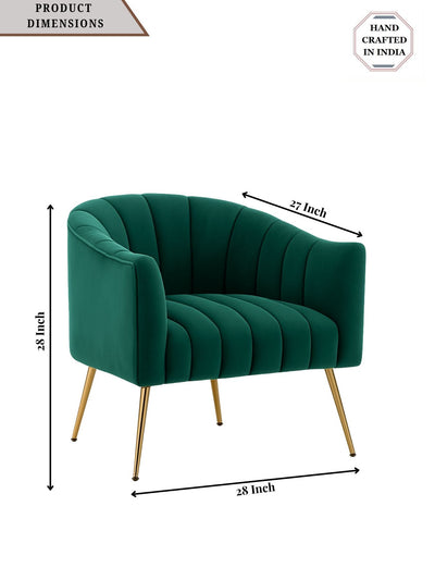 Modern Velvet Barrel Chair with Gold Metal Legs