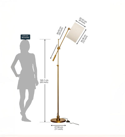 Antique Brass Adjustable Task Floor Lamp – Tall
