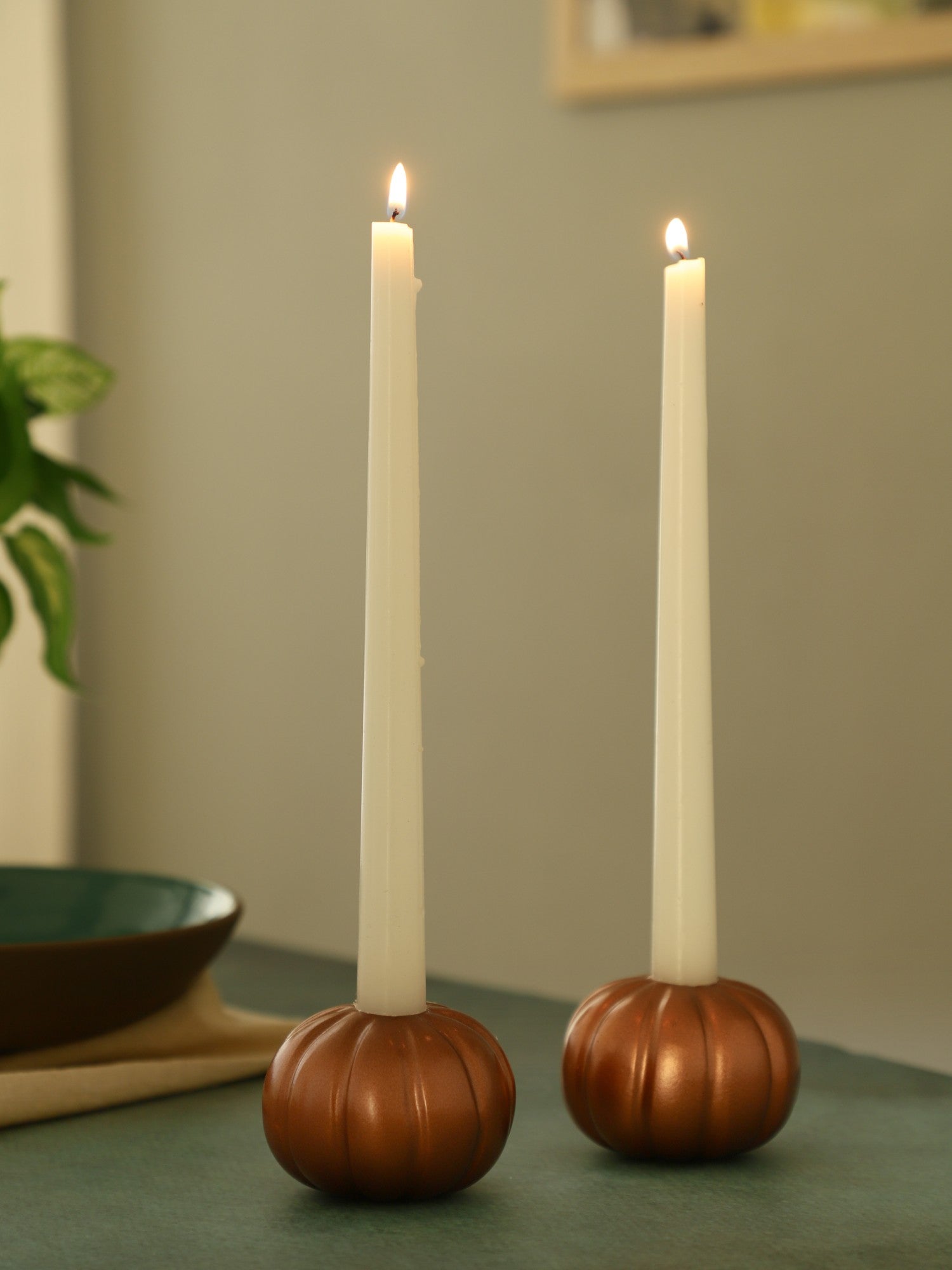 Rose Gold Pumpkin Candle Holder