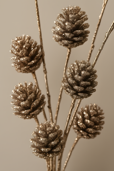 Glittered Sequin Pine Cone Sticks (Set of 2)