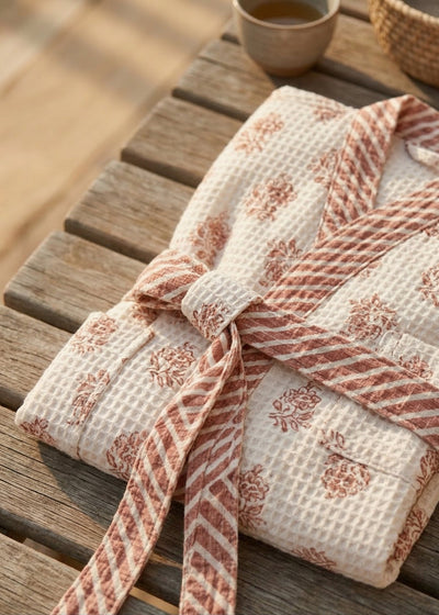 Ayna Pink Cotton Waffle Bathrobe
