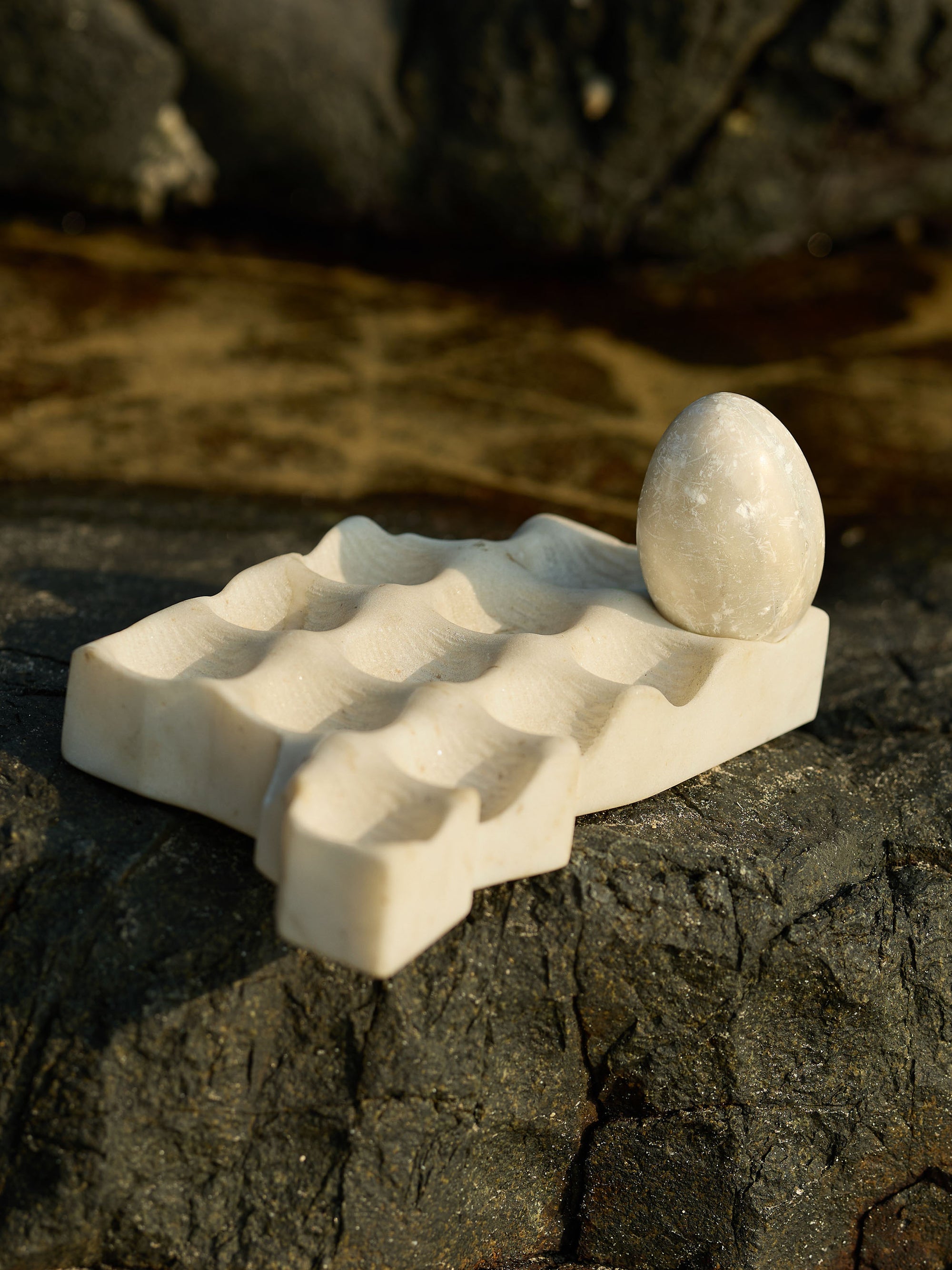 Handcrafted White Marble Egg Tray