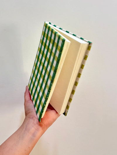 Handcrafted Sustainable A5 Diary Journal Notebook l Handmade Paper l Green Checks