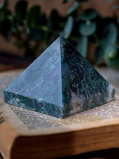 Semi-precious Gemstone - Moss Agate Pyramid