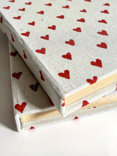 Handcrafted Red Hearts on White A5 Journal Diary