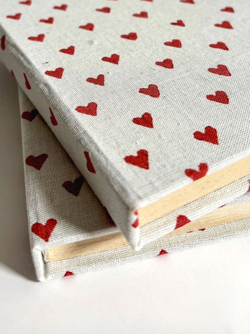Handcrafted Red Hearts on White A5 Journal Diary