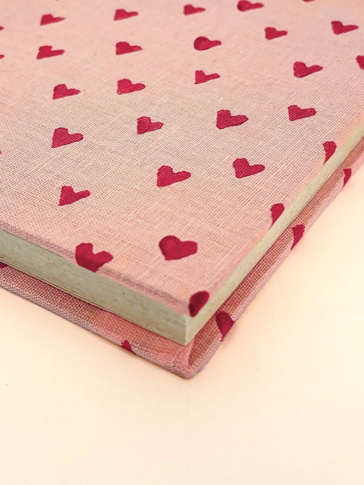 Handcrafted with Red Hearts on Pink A5 Journal Diary