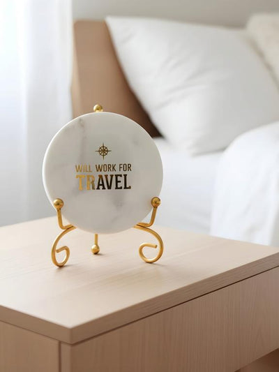 Designer Marble Decorative Plate with Metal Stand