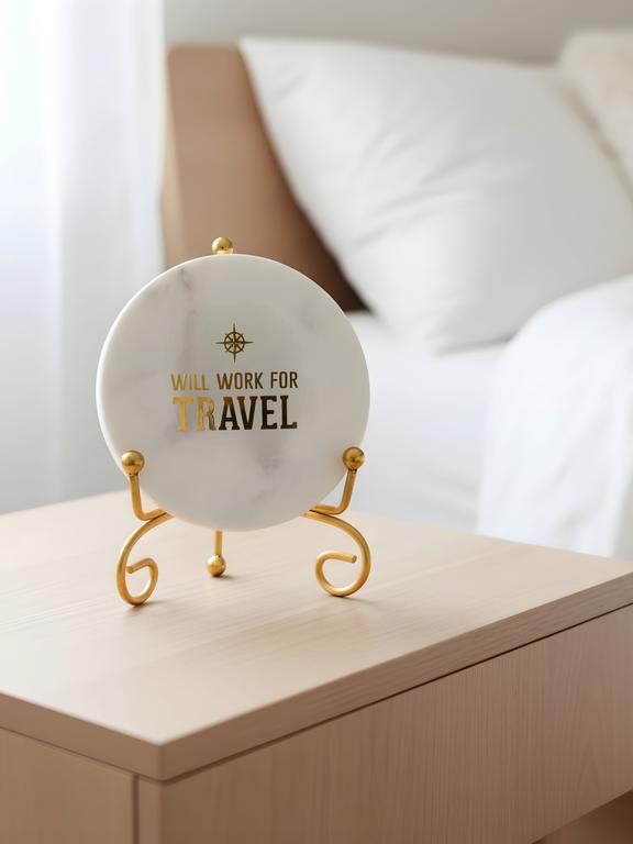 Designer Marble Decorative Plate with Metal Stand