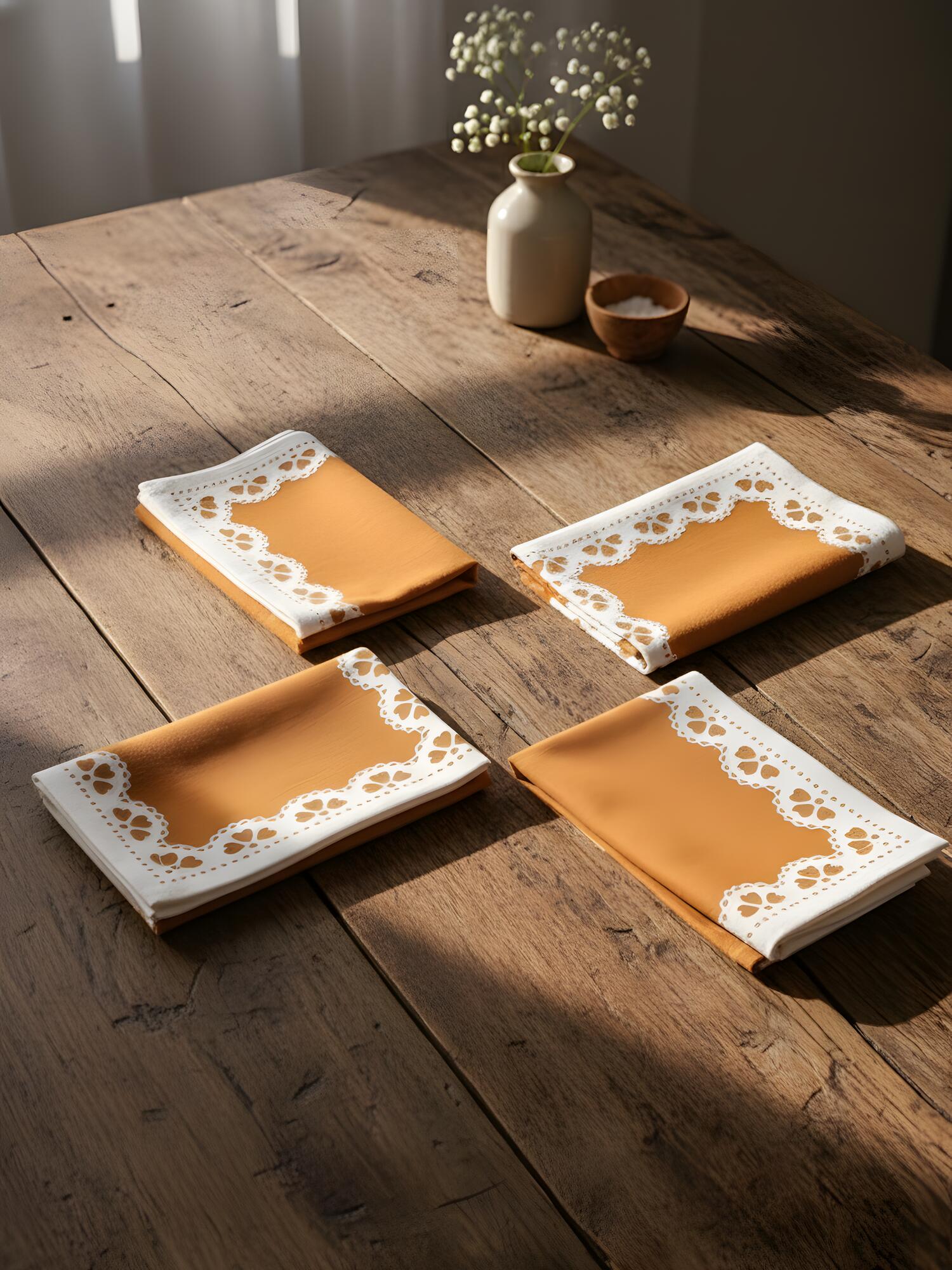 Terracotta Bloom Printed Cotton Napkins