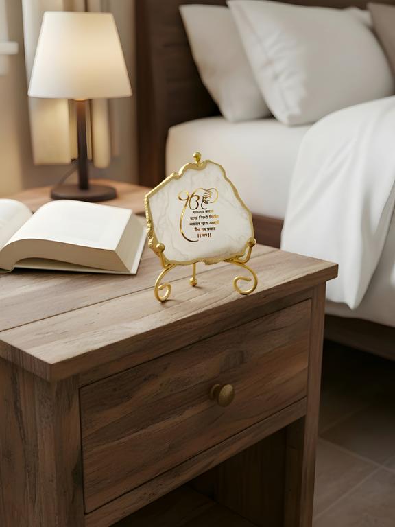 Premium Agate Decorative Plate with Stand | Mool Mantra Spiritual Design
