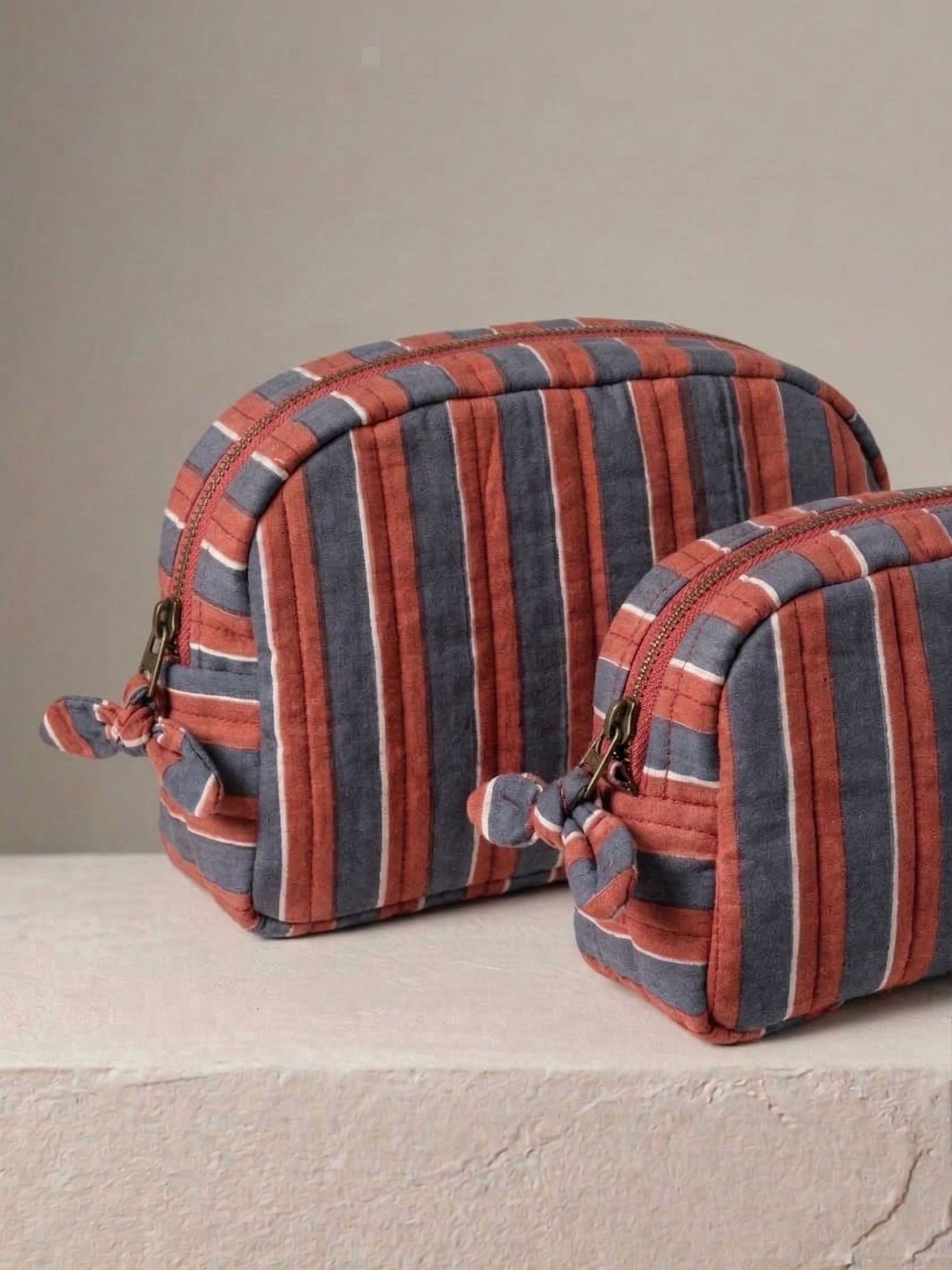 Sustainable Quilted Cotton Travel Pouch Set | Green Checks Classic Organiser Set