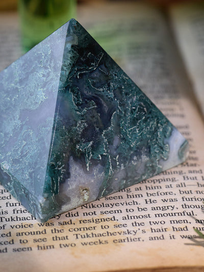 Semi-precious Gemstone - Moss Agate Pyramid