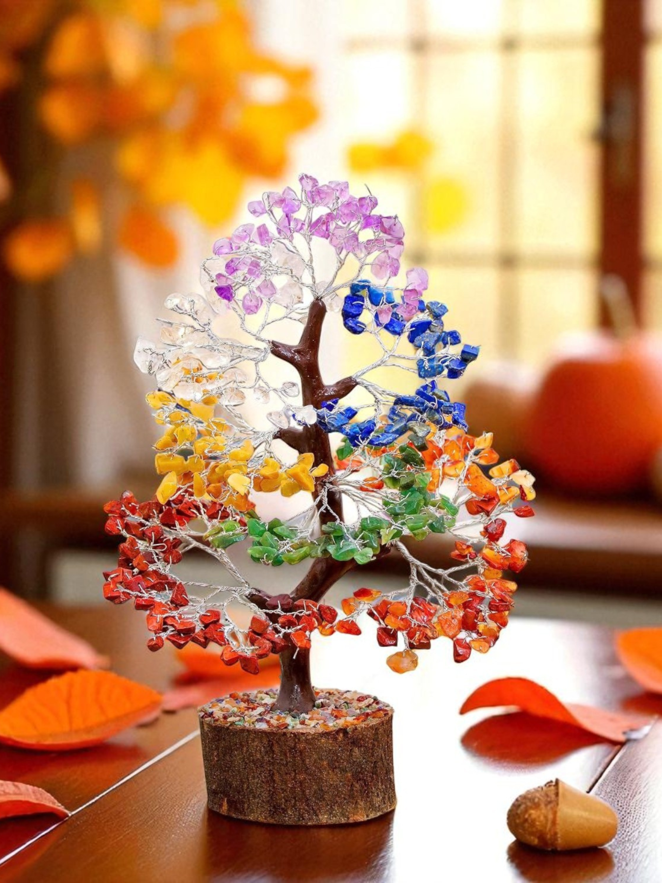 300 Beads 7 Chakra Crystal Tree with Natural Healing Gemstones
