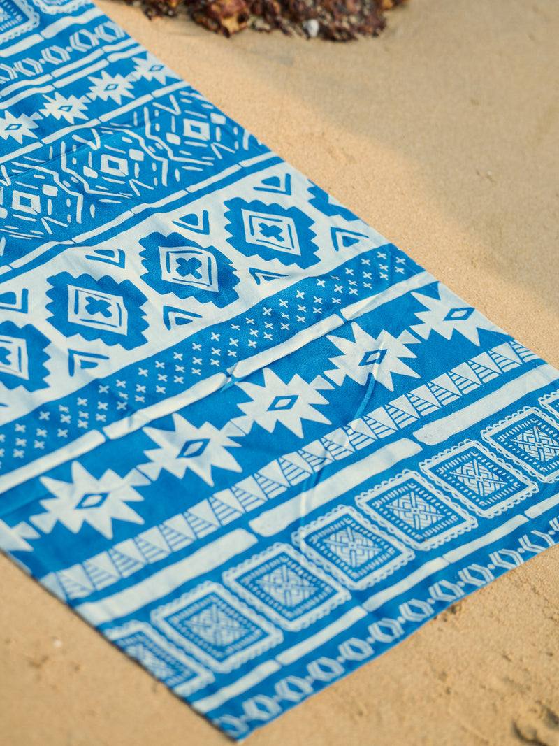 Nomad Azure Blue Printed Beach Towel
