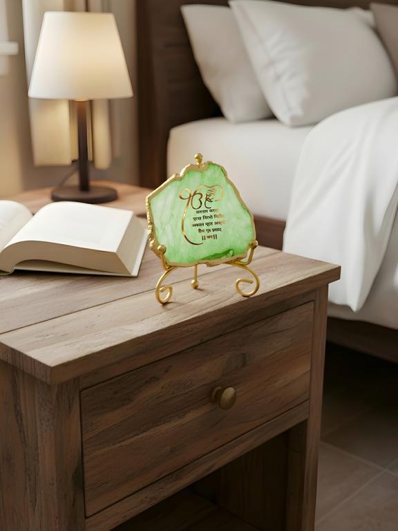 Premium Agate Decorative Plate with Stand | Mool Mantra Spiritual Design